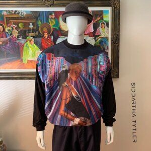 Siddartha Tytler Blue Tafetta Jersey Digital Printed Jumper